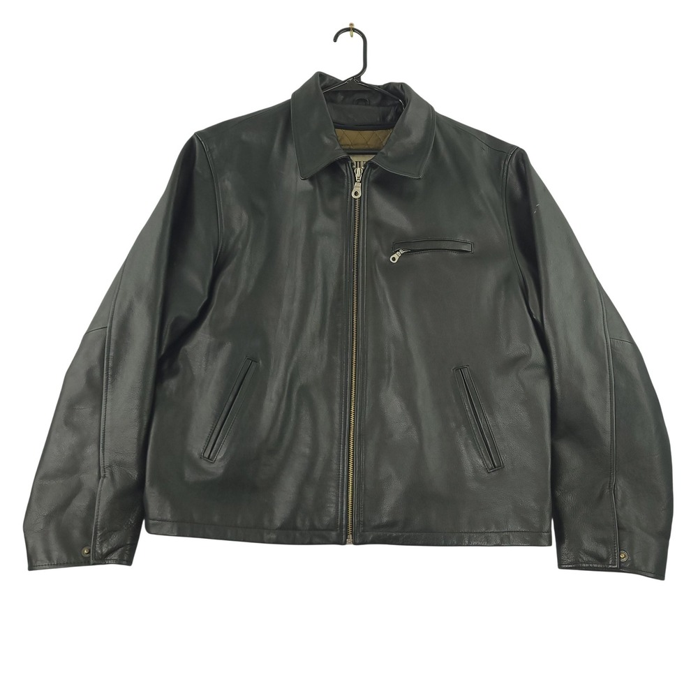 M. Julian Jacket Mens Large Black Leather Motorcycle Full Zip Thinsulate Lined